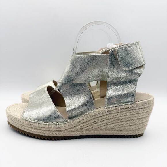 Eileen Fisher Womens Willow Wedge Sandal US 10 EU 40.5 Silver Glitter Suede NWOB - Picture 8 of 12